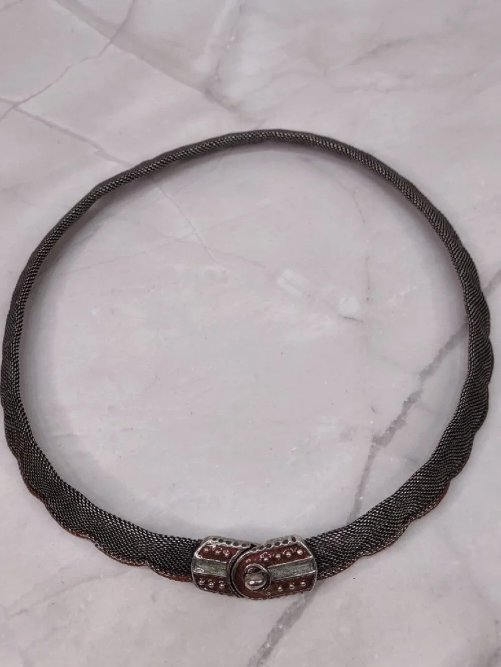 So Rachel By Longaberger Gunmetal/Copper Mesh Collar Necklace